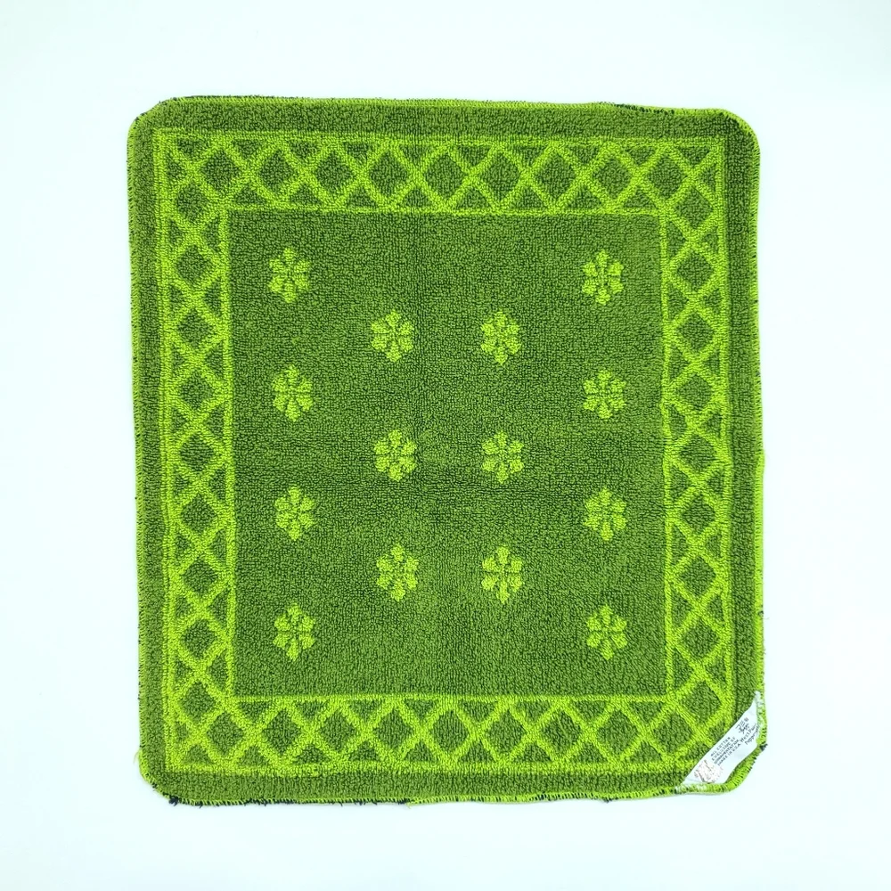 Vintage West Point Peperell Martex Cotton Face Cloth Green Floral 14”x14